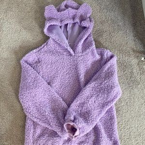 SHEIN Purple Bear Ear Hoodie and Bottom Set